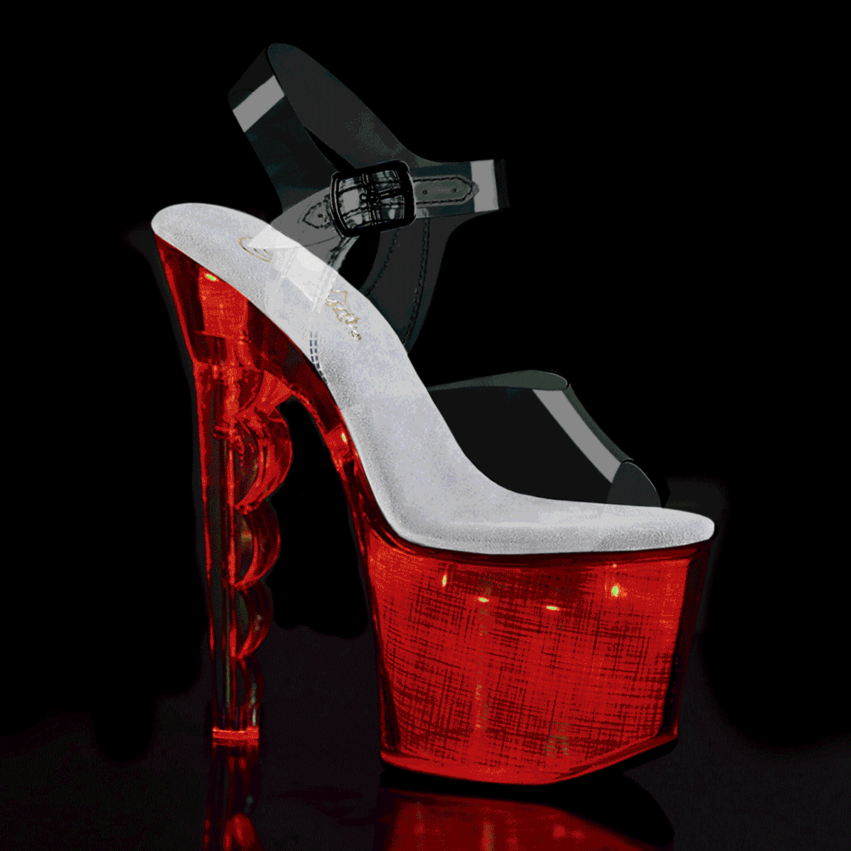 FlashDance-708sch 7 "Heel Clear Silver Hologram SEXY Pantofi