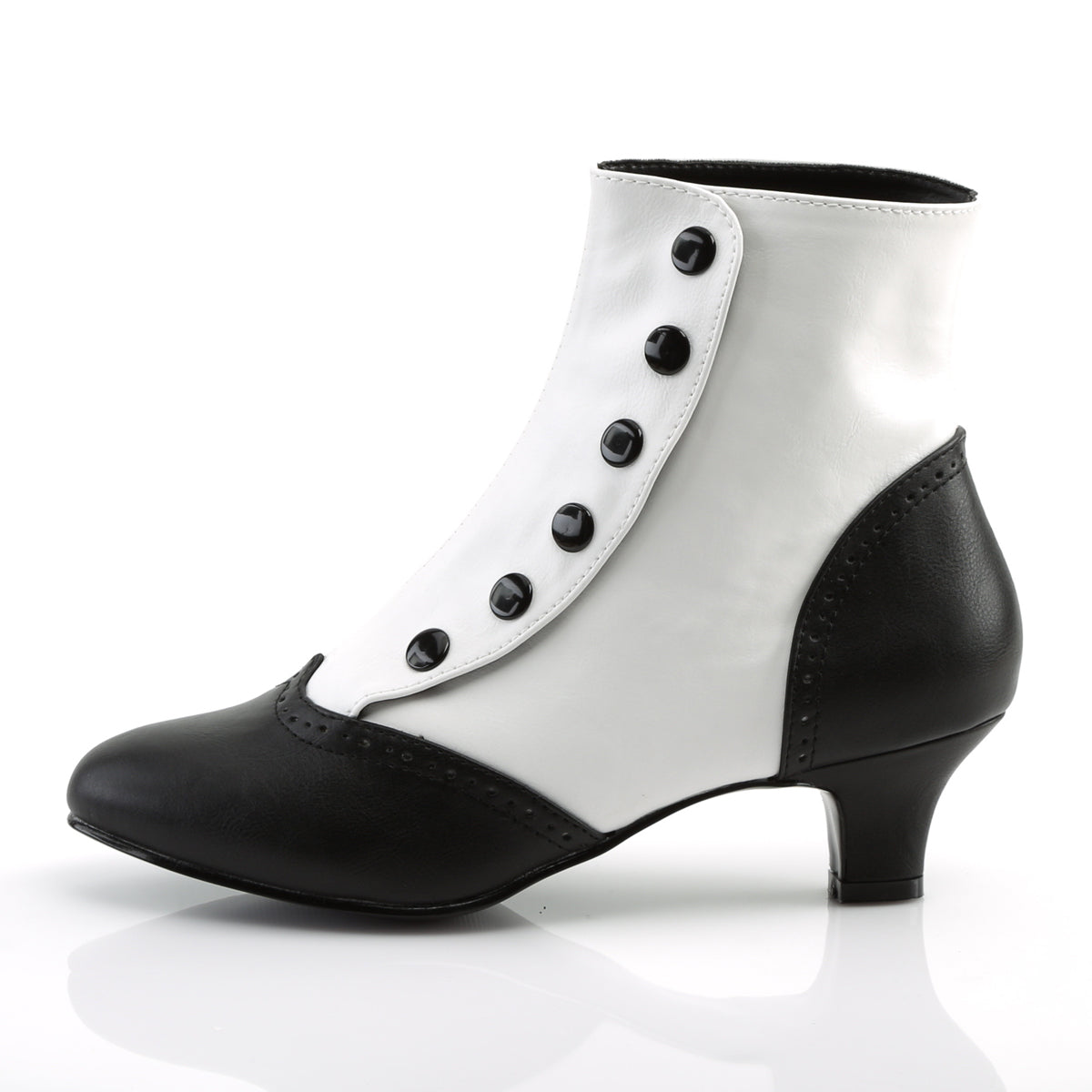FLORA-1023 Bordello Burlesque 2 Inch Heel White Black Boots-Bordello- Sexy Shoes Pole Dance Heels
