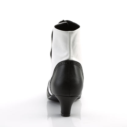 FLORA-1023 Bordello Burlesque 2 Inch Heel White Black Boots-Bordello- Sexy Shoes Fetish Footwear