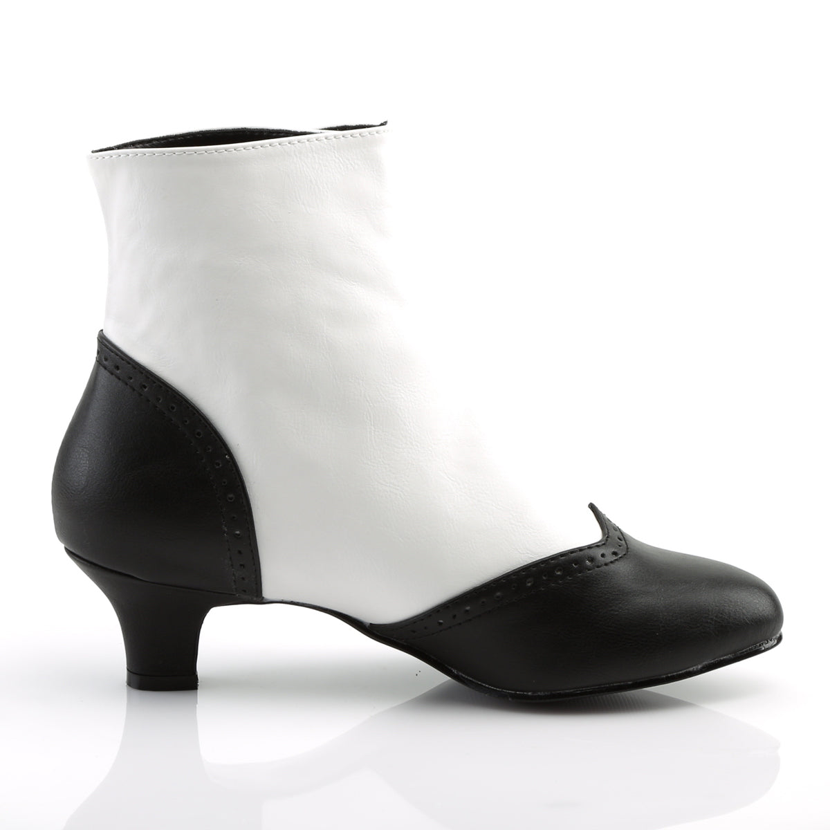 FLORA-1023 Bordello Burlesque 2 Inch Heel White Black Boots-Bordello- Sexy Shoes Fetish Heels