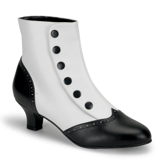 FLORA-1023 Bordello Burlesque 2 Inch Heel White Black Boots-Bordello- Sexy Shoes