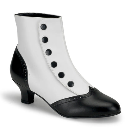 FLORA-1023 Bordello Burlesque 2 Inch Heel White Black Boots