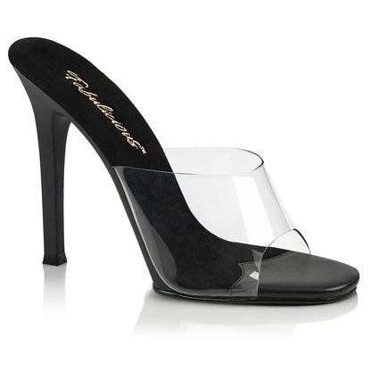 Gala-01 Fabulicioso de 4.5 pulgadas Heel Clear y Negro Zapatos Sexy