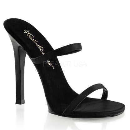 GALA-02 Fabulicious 4.5 Inch Heel Black Satin Sexy Shoes with Double Toe Strap