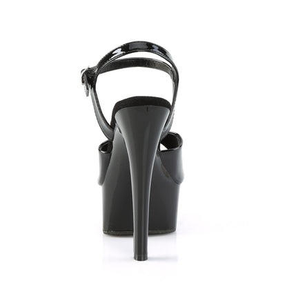 GLEAM-609 Pleaser 6 Inch Black Patent Ankle Strap Stripper Heels
