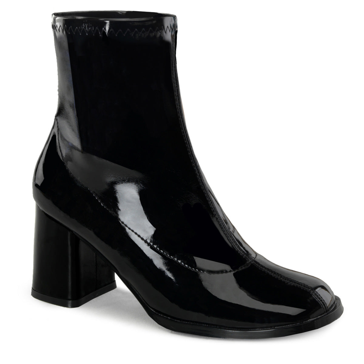 GOGO-150 Pleasers Funtasma 3" Heel Black Stretch Patent Women's Boots