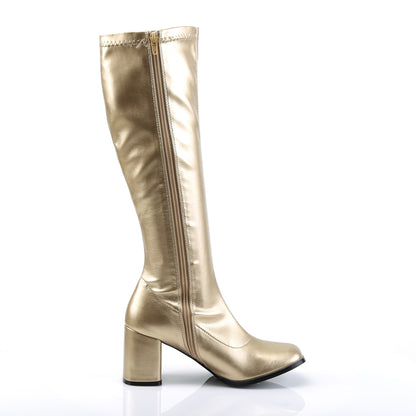 GOGO-300 3 Inch Heel Gold Women's Boots Funtasma Costume Shoes Fancy Dress