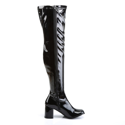GOGO-3000 3" Heel Black Stretch Women Boots Funtasma Costume Shoes Fancy Dress