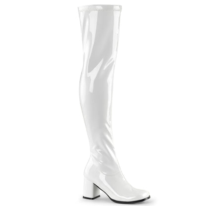 Gogo-3000 Funtasma 3 inch Heel White Brevet pentru femei Boots