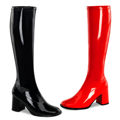 GoGo-300HQ FUNTASMA 3 pulgadas tacón negro y rojo botas para mujer