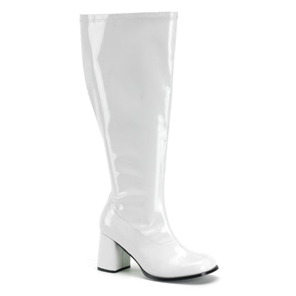 GOGO-300X Pleasers Funtasma 3" White Patent Wide Width Knee High Boot