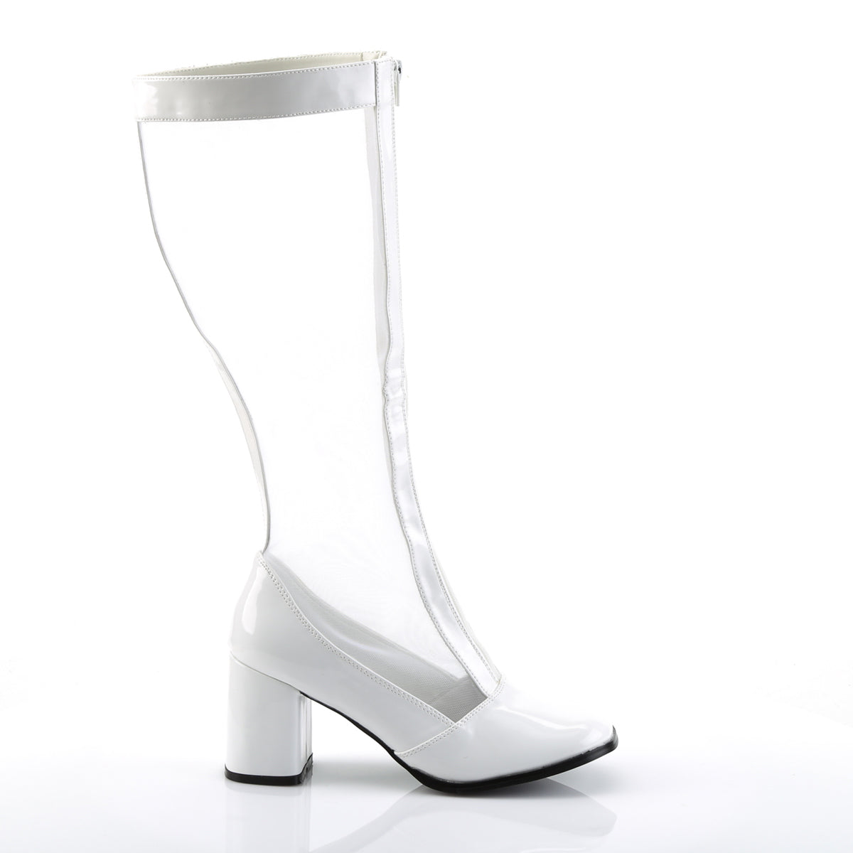 GOGO-307 3 Inch Heel White Women's Boots Funtasma Costume Shoes Fancy Dress