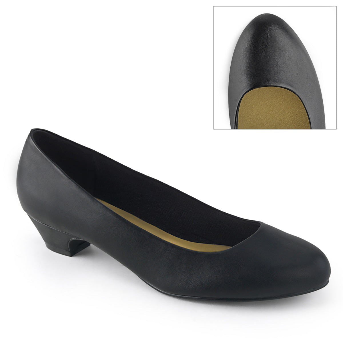 GWEN-01 Pleaser Large Size Ladies Shoes 1.5 Inch Heel Black Fetish Shoes