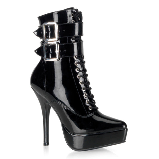 INDULGE 1026 Devious Fetish 5 Inch Heel Black Ankle Boots Devious Heels