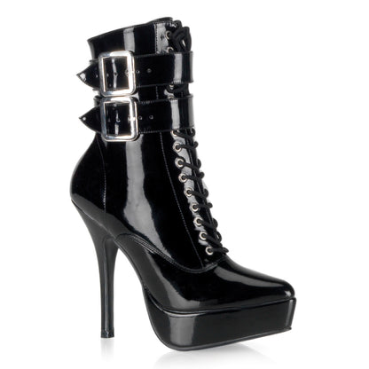 INDULGE-1026 Devious Fetish 5 Inch Heel Black Ankle Boots