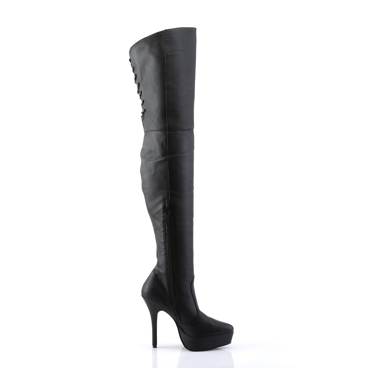 INDULGE 3011 Devious 5" Heel Black Leather Sexy Thigh Boots Devious Heels Fetish Heels