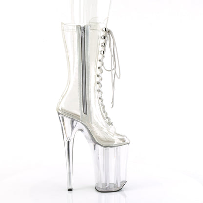 INFINITY-1050C Pleaser Clear Perspex Lace Up Ankle Boots