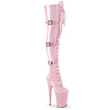 INFINITY-3028 Pleaser Sexy Pink Thigh High Extreme Buckle Boots