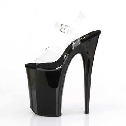 INFINITY-908 9" Heel Clear and Black Pole Dancing Platforms-Pleaser- Sexy Shoes Pole Dance Heels