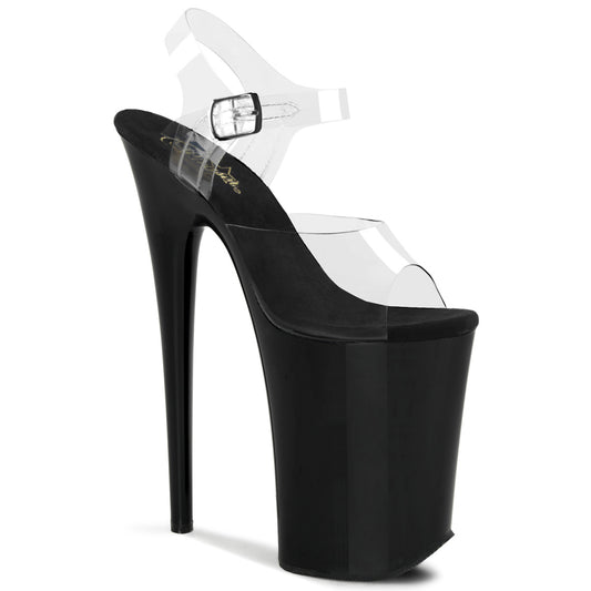 INFINITY-908 9" Heel Clear and Black Pole Dancing Platforms-Pleaser- Sexy Shoes