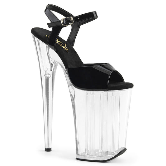 INFINITY-909 9" Heel Black and Clear Pole Dancing Platforms Pleaser Shoes