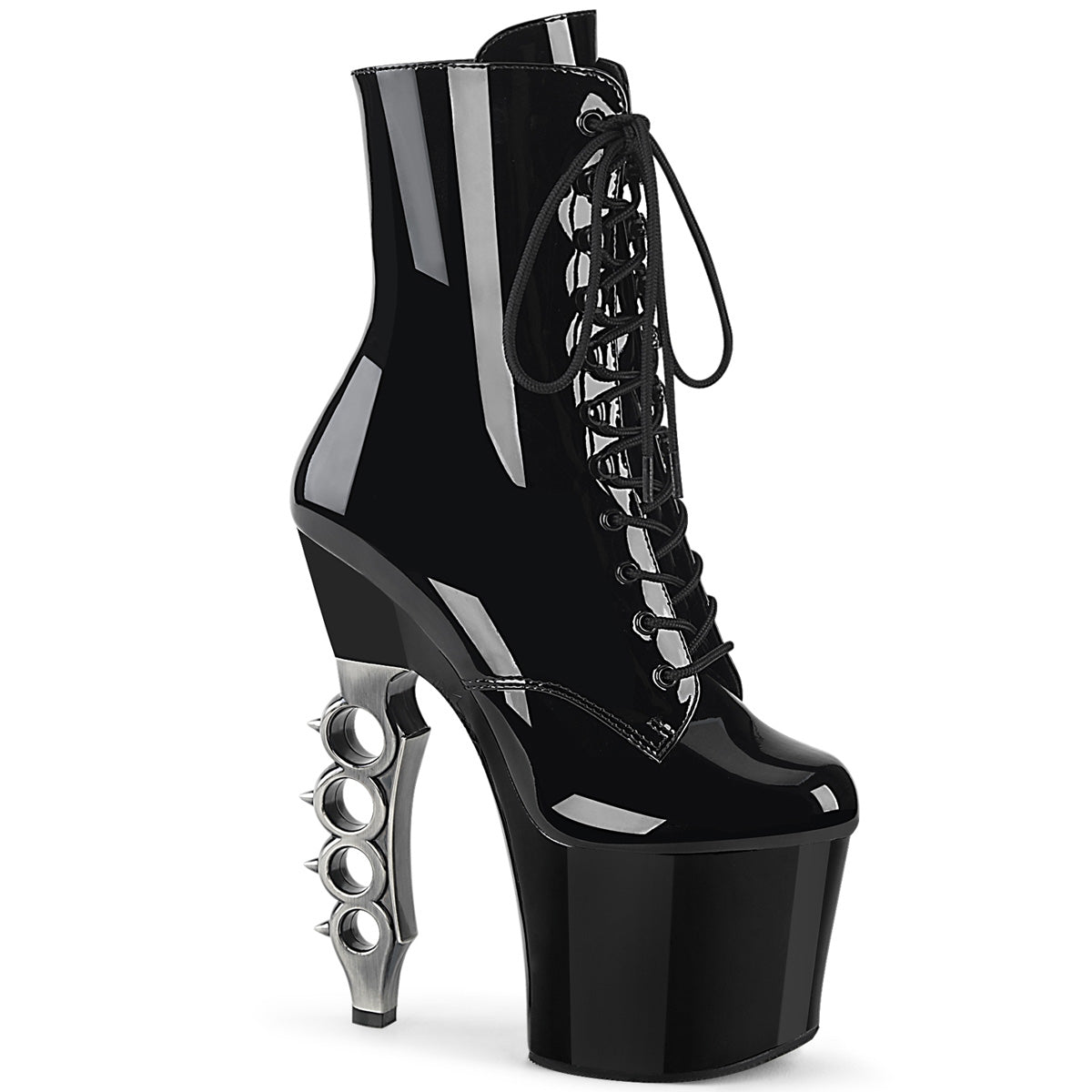 IRONGRIP-1020 Pleasers Brass Knuckles Heel Platform Patent Ankle Boots