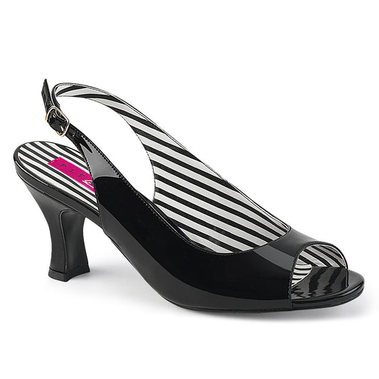 JENNA-02 Pink Label 3 Inch Heel Black Patent Fetish Footwear-Pleaser Pink Label- Sexy Shoes