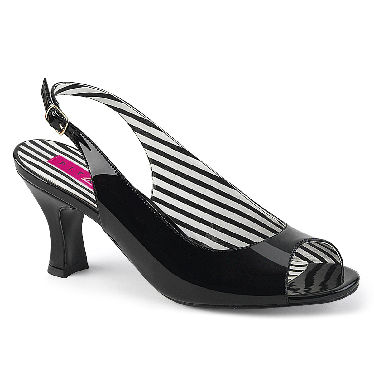 Дженна-02 розовая этикетка 3-дюймовый каблук черный патентный фетиш обувь