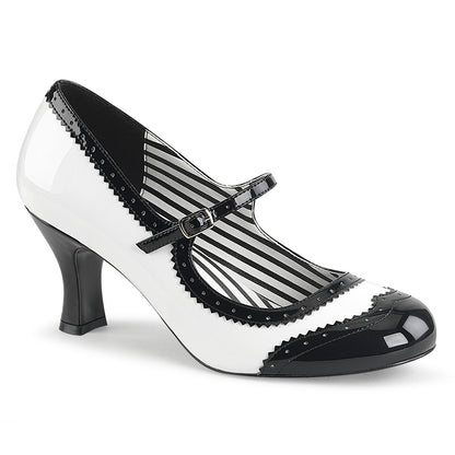 JENNA-06 Large Size Ladies Shoes 3" Heel White & Black Fetish Footwear