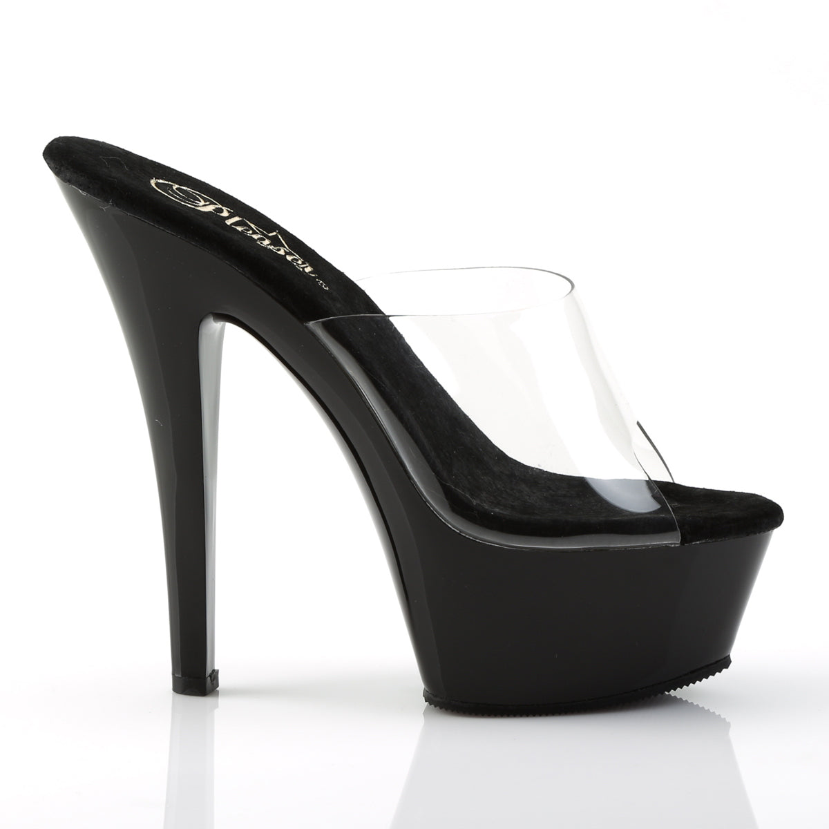 KISS-201 6" Heel Clear and Black Pole Dancing Platforms-Pleaser- Sexy Shoes Fetish Heels