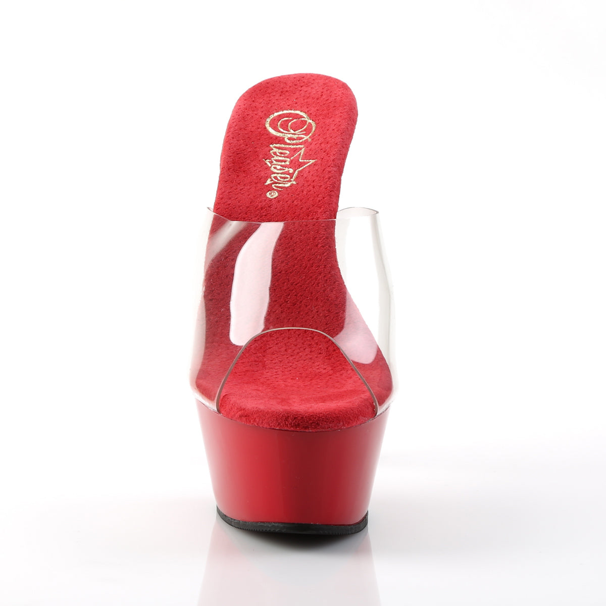 KISS-201 Pleaser 6" Heel Clear and Red Pole Dancing Platform-Pleaser- Sexy Shoes Alternative Footwear