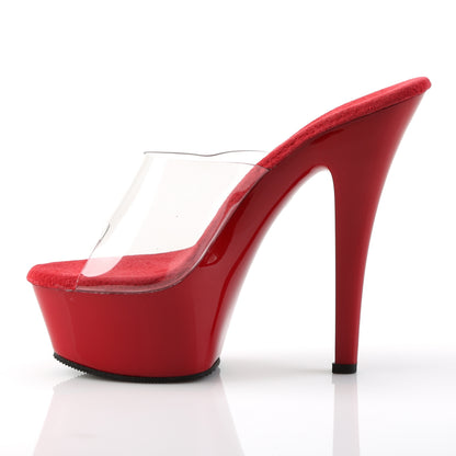 KISS-201 Pleaser 6" Heel Clear and Red Pole Dancing Platform-Pleaser- Sexy Shoes Pole Dance Heels