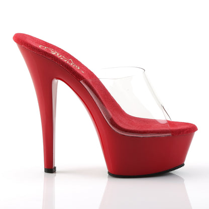 KISS-201 Pleaser 6" Heel Clear and Red Pole Dancing Platform-Pleaser- Sexy Shoes Fetish Heels