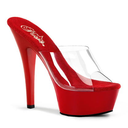 KISS-201 Pleaser 6" Heel Clear and Red Pole Dancing Platform-Pleaser- Sexy Shoes