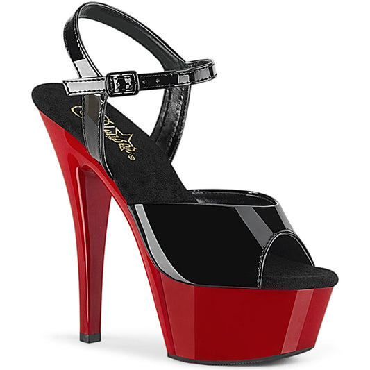 KISS-209 6" Heel Black Patent and Red Pole Dancing Platforms-Pleaser- Sexy Shoes