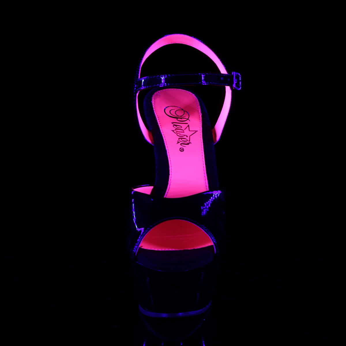 KISS-209TT 6" Heel Black Patent Hot Pink Pole Dancer Shoes-Pleaser- Sexy Shoes Alternative Footwear
