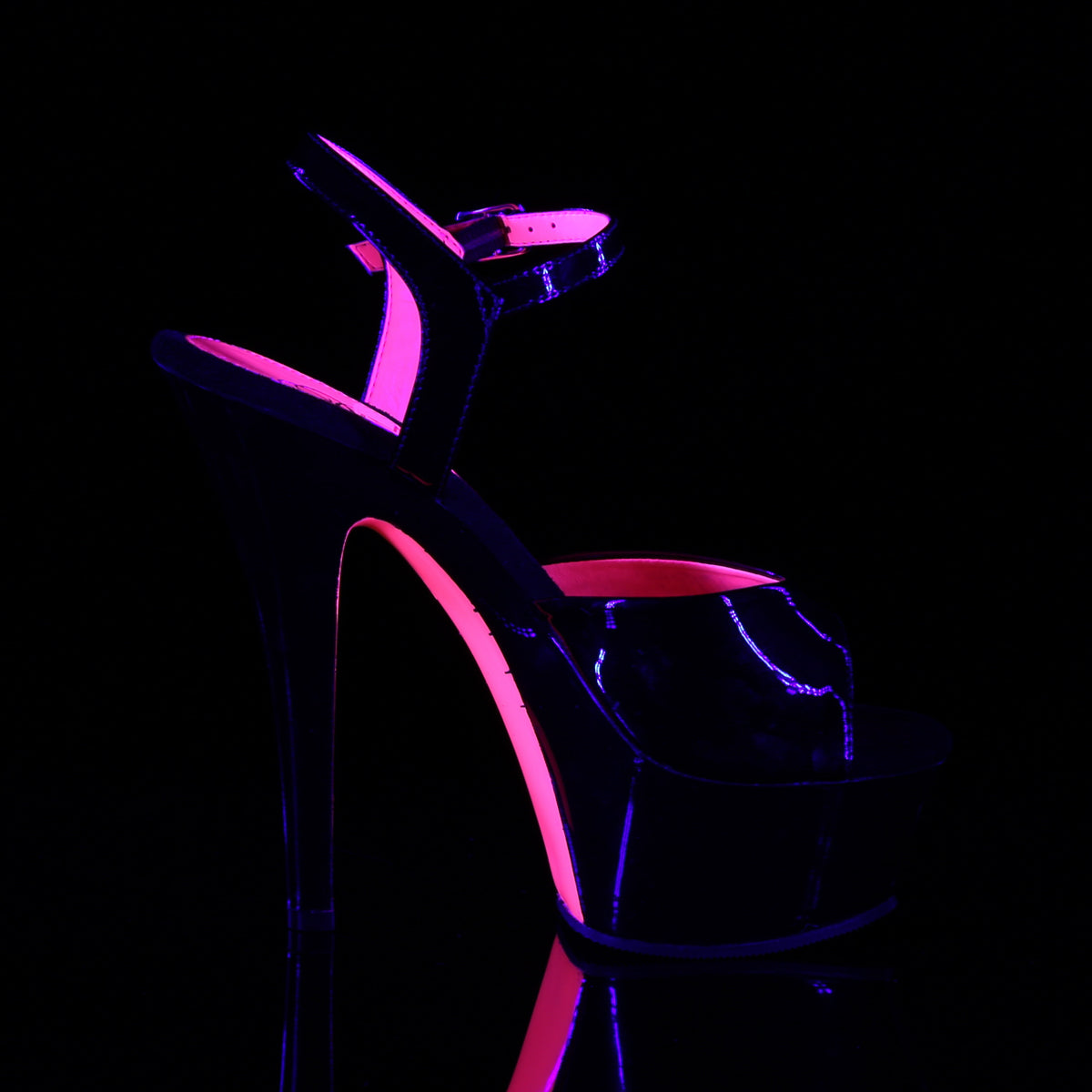 KISS-209TT 6" Heel Black Patent Hot Pink Pole Dancer Shoes-Pleaser- Sexy Shoes Fetish Heels