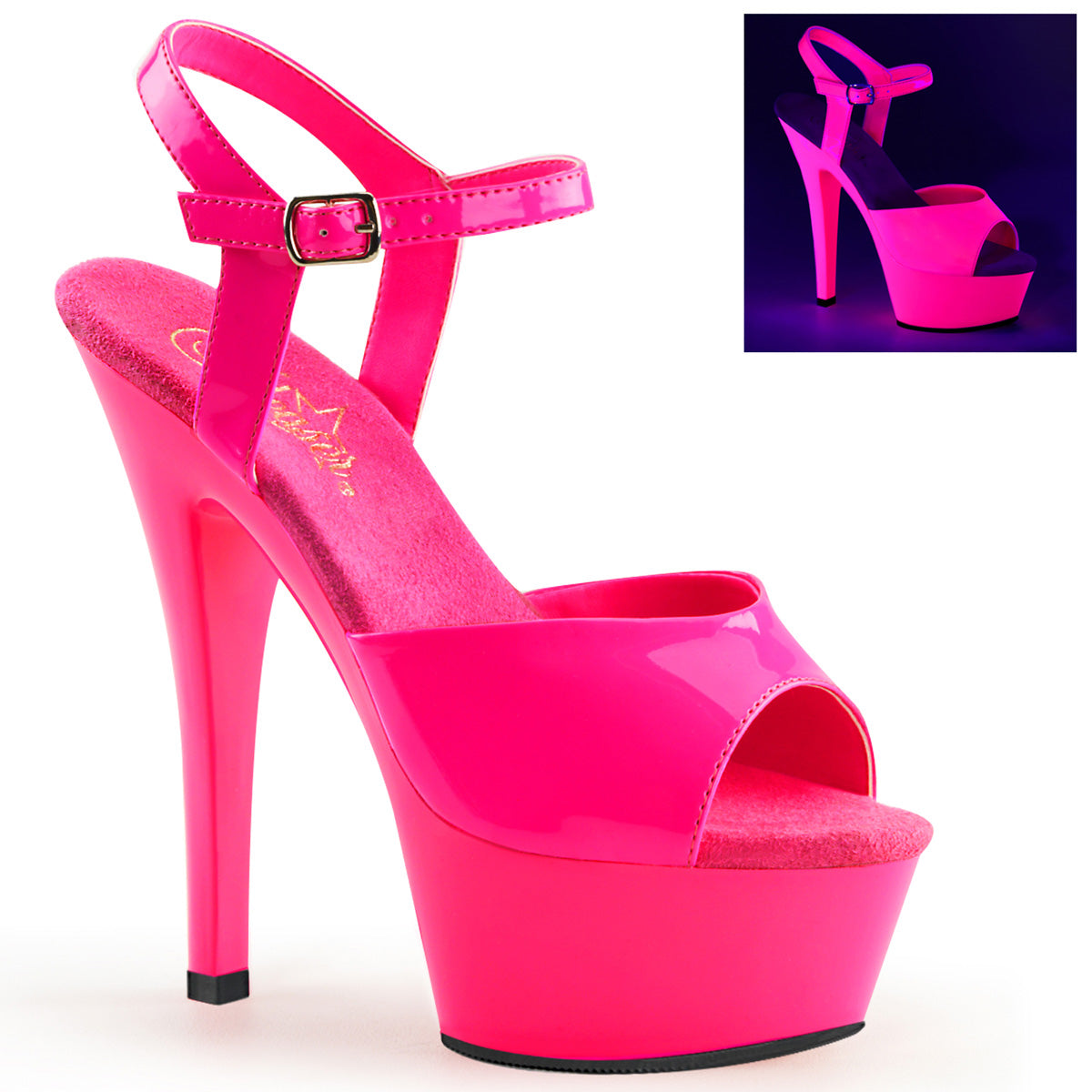 KISS-209UV 6" Heel Neon Hot Pink Stripper Platforms High Heels