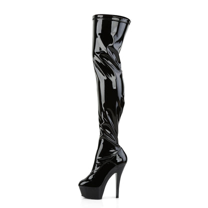 KISS-3000 6" Heel Black Stretch Patent Pole Dancer Platforms-Pleaser- Sexy Shoes Pole Dance Heels