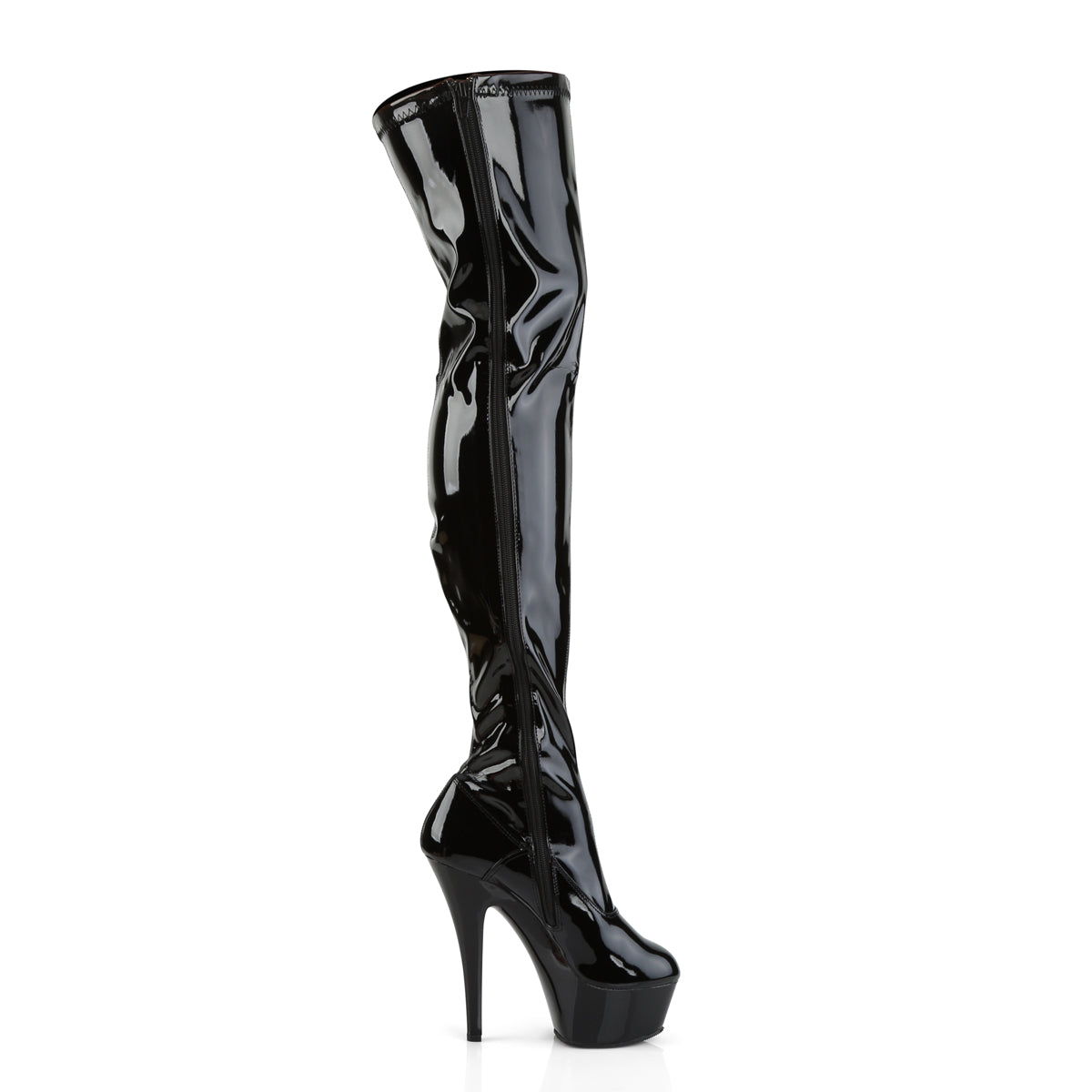 KISS-3000 6" Heel Black Stretch Patent Pole Dancer Platforms-Pleaser- Sexy Shoes Fetish Heels