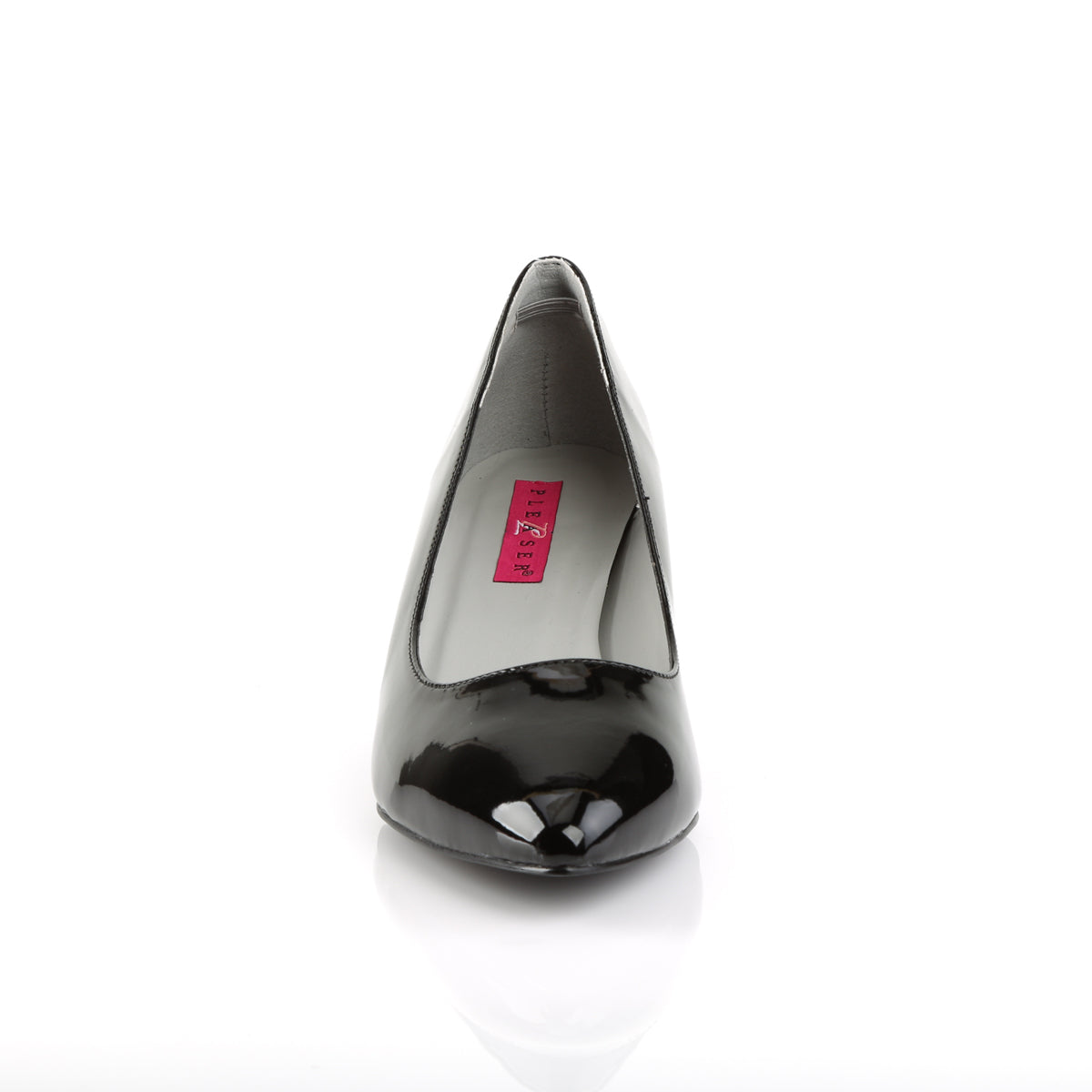 KITTEN-01 Pink Label 2.5 Inch Heel Black Patent Fetish Footwear-Pleaser Pink Label- Drag Queen Shoes