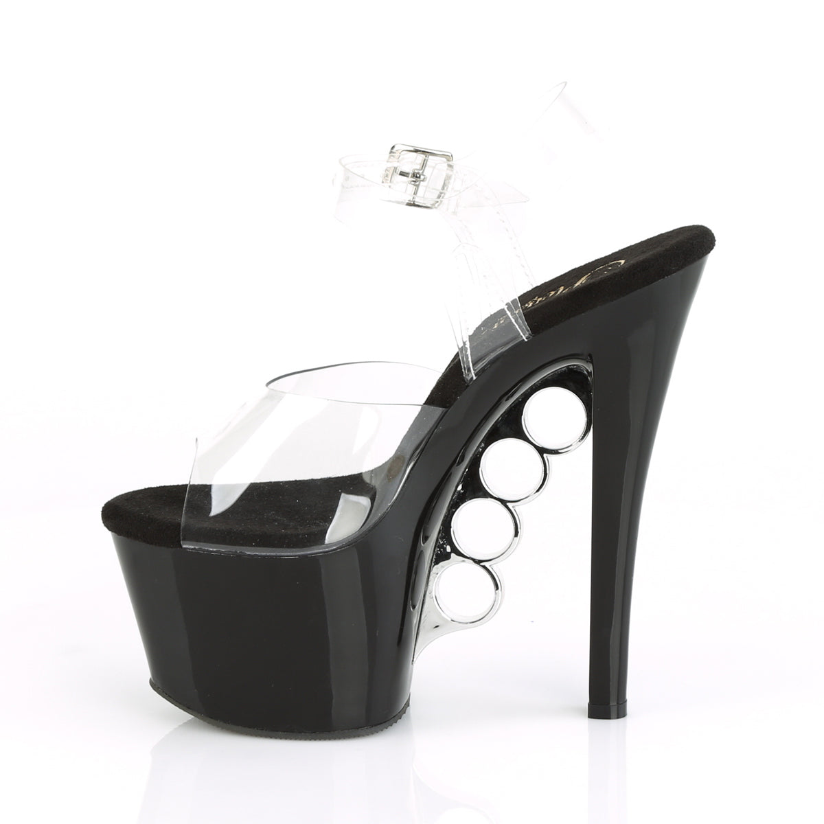 KNUCKS-708 7" Heel Clear and Black Pole Dancing Platforms-Pleaser- Sexy Shoes Pole Dance Heels