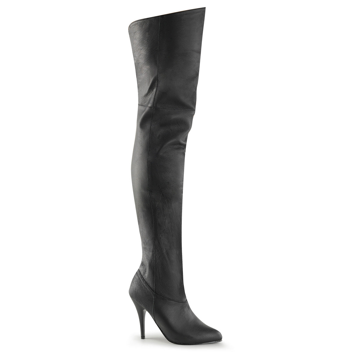 LEGEND-8868 Pleaser 4" Heel Black Leather Thigh High Boots