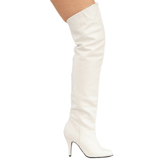 Pleaser LEG8868 White Leather Thigh High Boots Discontinued Sale Stock