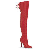 Red Leather (P) 5 Inch Fetish Dancer Fetish Thigh Boots -  Pleaser LEGEND-8899
