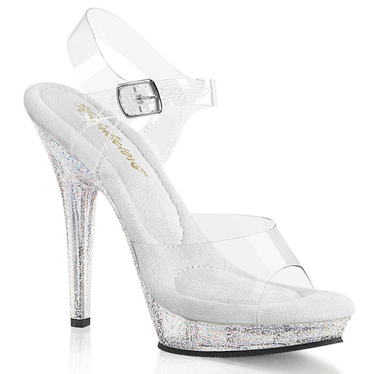 LIP-108MG Fabulicious 5 Inch Heel Clear Glitter Competition Heels