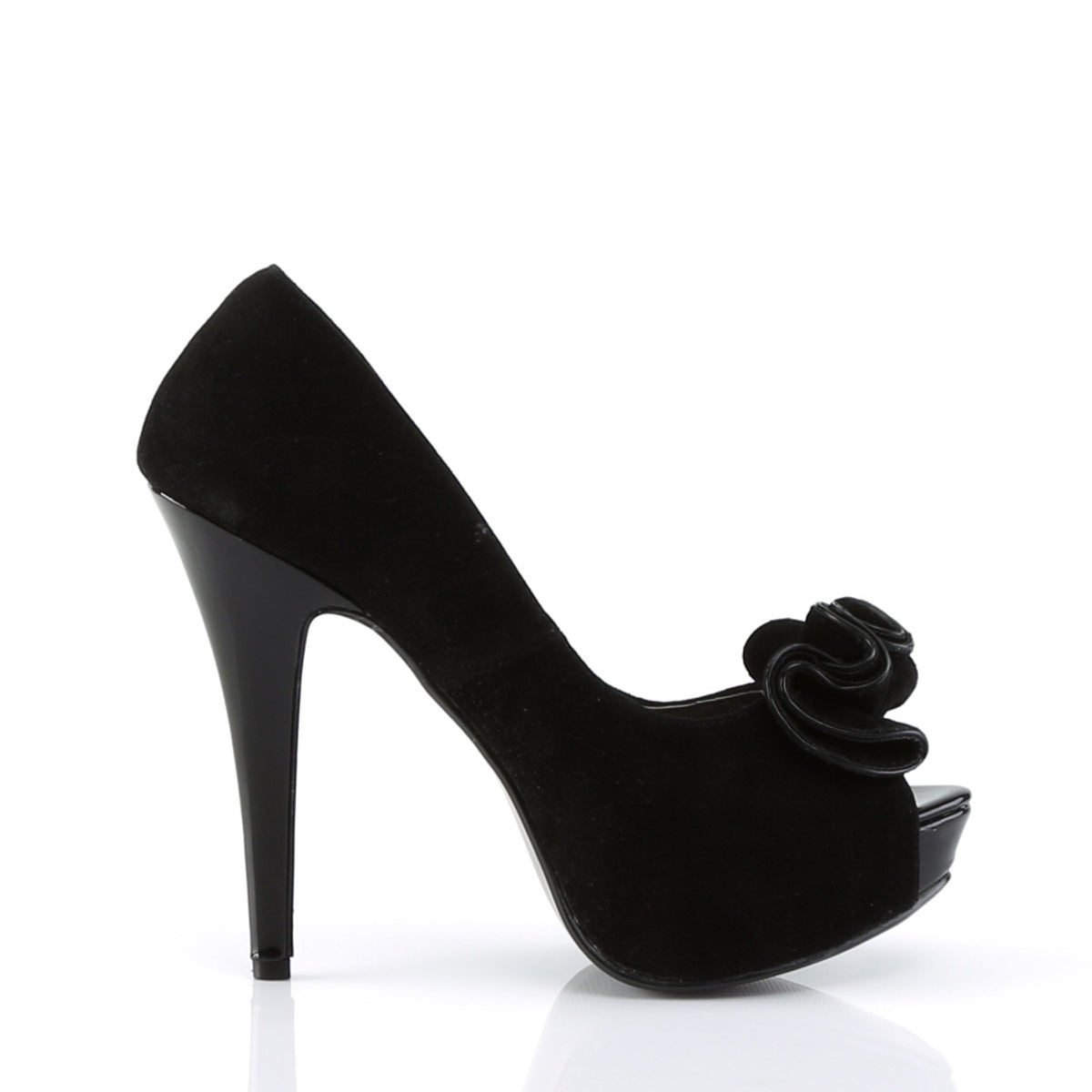 LOLITA-10 Pin Up 5" Heel Black Suede Pu Retro Pin Up Shoes-Pin Up Couture- Sexy Shoes Fetish Heels