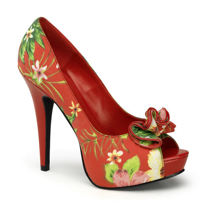 LOLITA-11 Pin Up 5" Heel Red Floral Retro Pin Up Shoes
