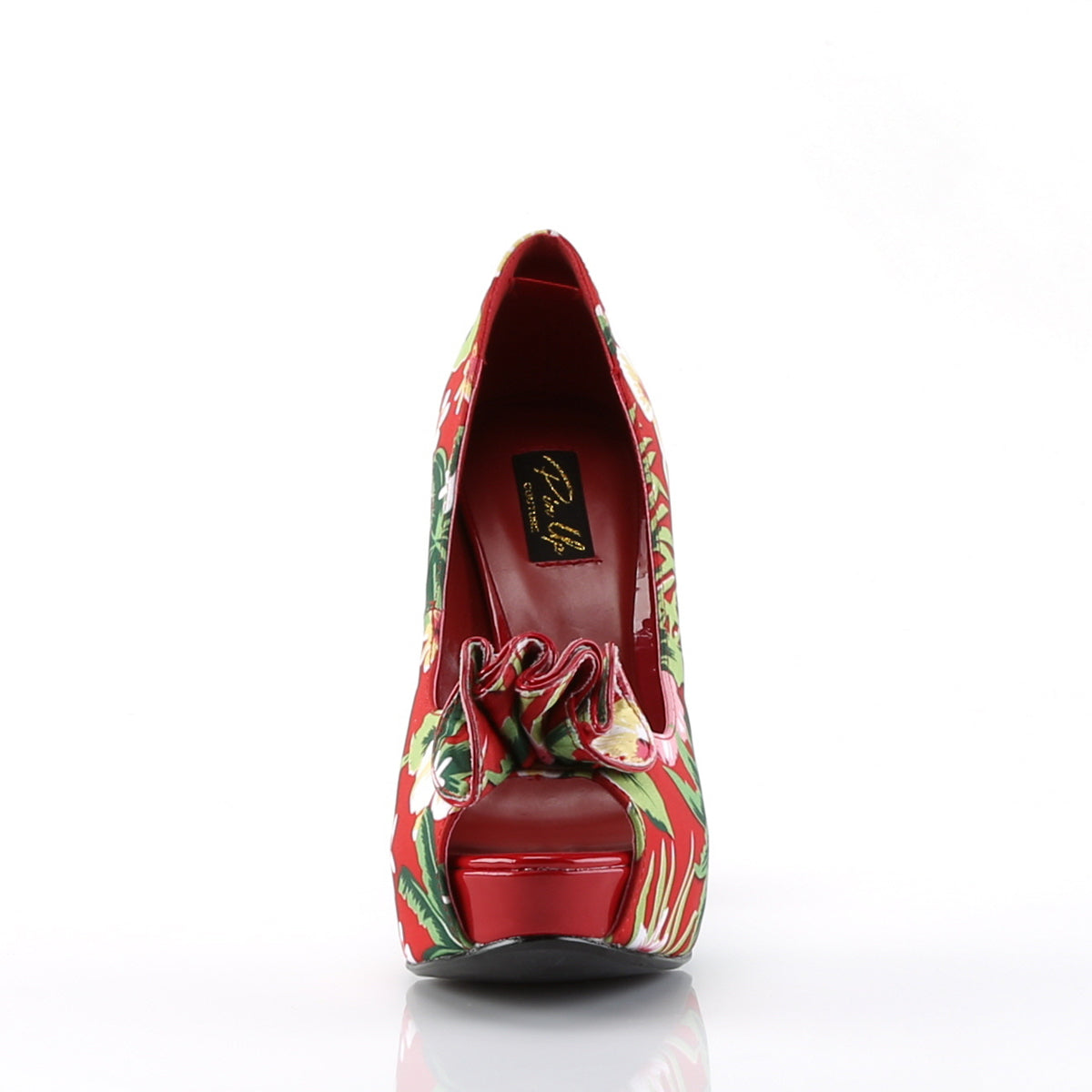 LOLITA-11 Pin Up 5" Heel Red Floral Retro Pin Up Shoes-Pin Up Couture- Sexy Shoes Alternative Footwear