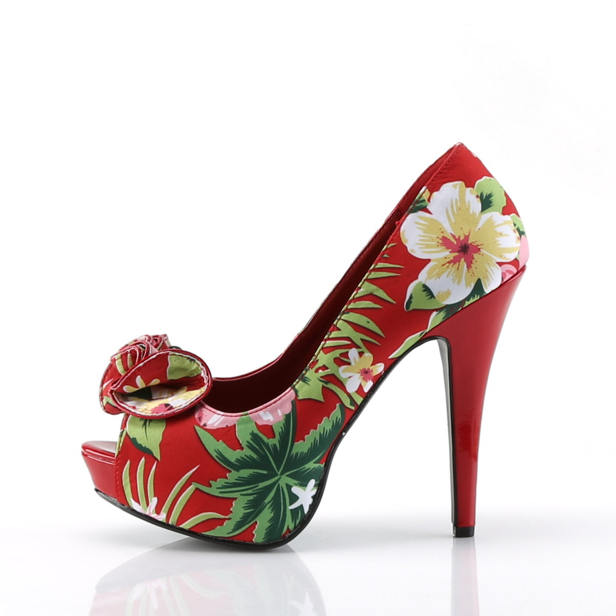 LOLITA-11 Pin Up 5" Heel Red Floral Retro Pin Up Shoes-Pin Up Couture- Sexy Shoes Pole Dance Heels